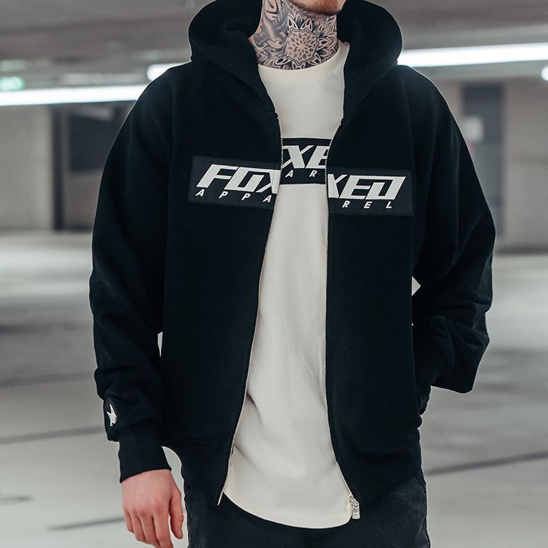 FOXED® "CLASSIC V2" UNISEX ZIP HOODIE BLACK HEAVY