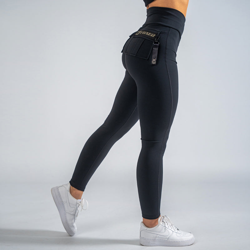 FOXED® CARGO LEGGINGS 3-POCKET GLITTER DARK BEIGE