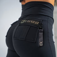 FOXED® CARGO LEGGINGS 3-POCKET GLITTER DARK BEIGE