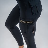 FOXED® CARGO LEGGINGS 3-POCKET GLITTER DARK BEIGE
