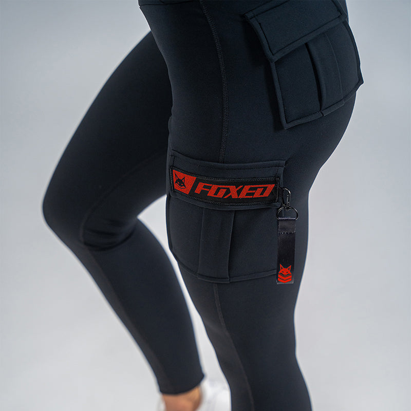 FOXED® CARGO LEGGINGS 3-POCKET GLITTER RED