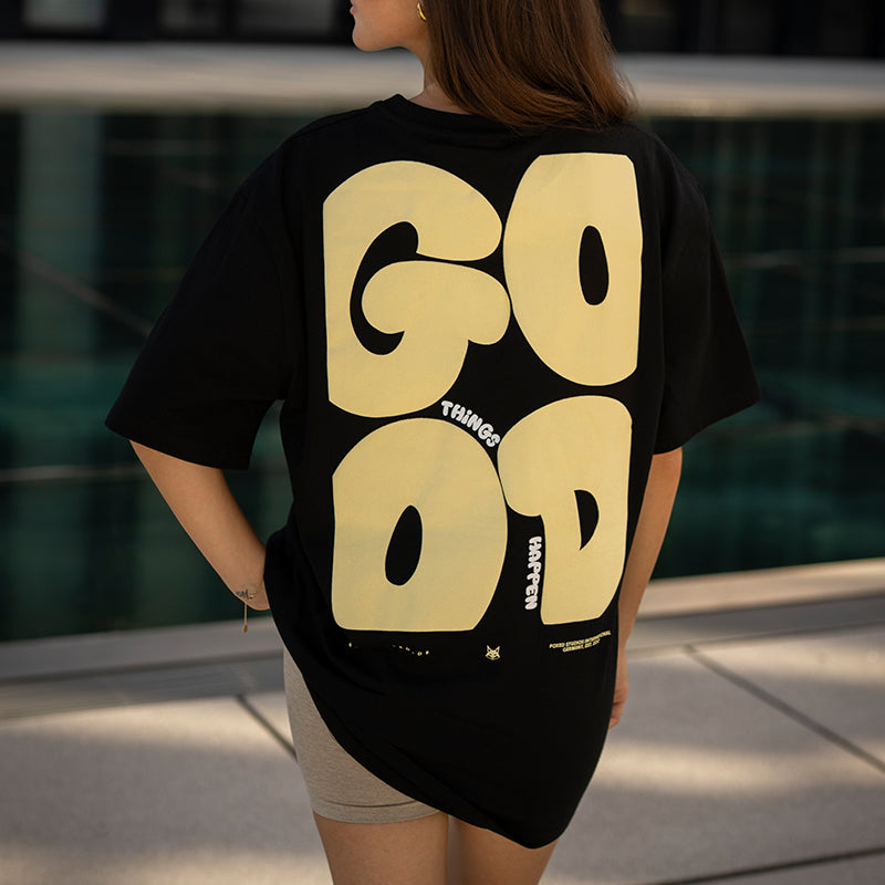 FOXED® GOOD THINGS OVERSIZE SHIRT WMN BLACK/LEMON