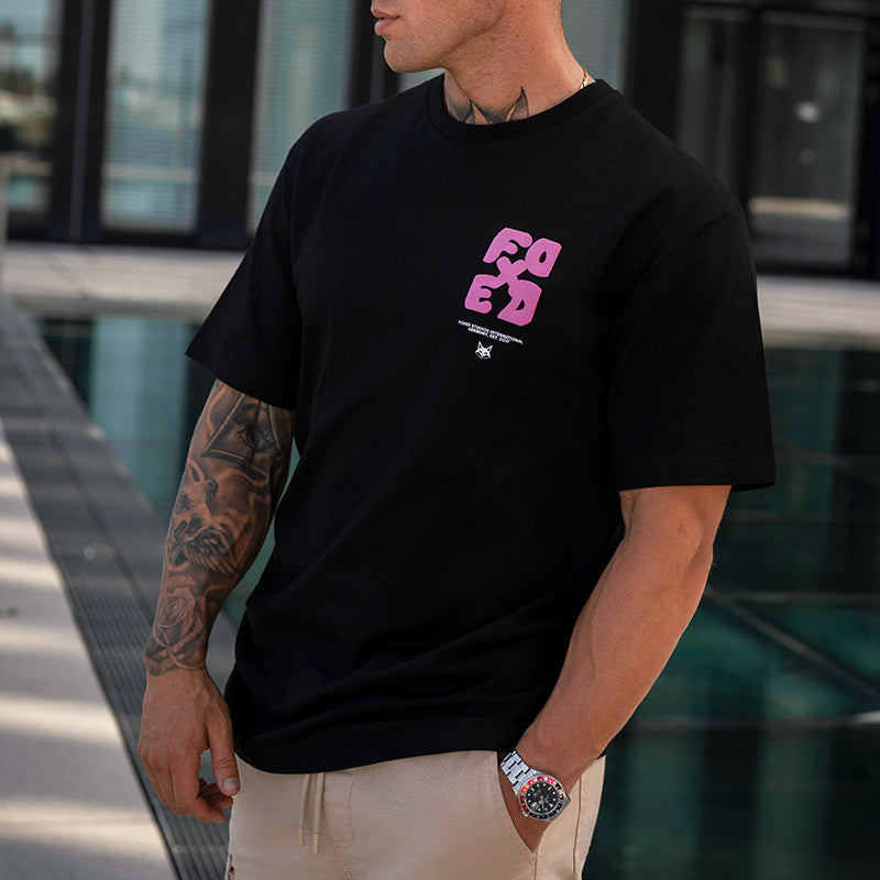 FOXED® GOOD THINGS OVERSIZE SHIRT BLACK/ROSA