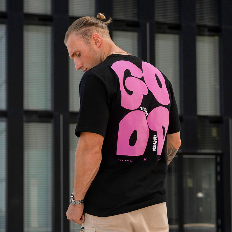 FOXED® GOOD THINGS OVERSIZE SHIRT BLACK/ROSA