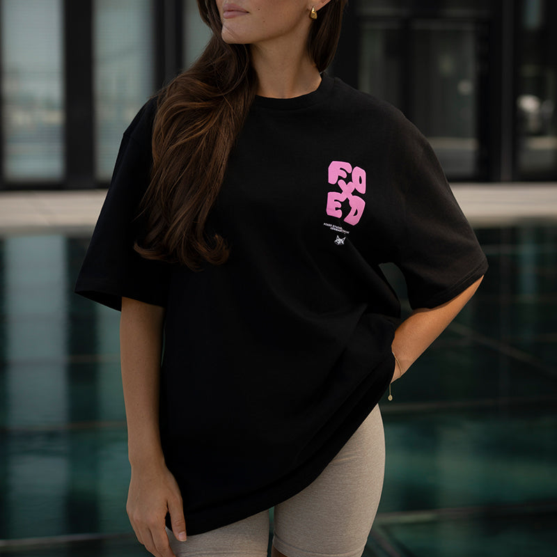 FOXED® GOOD THINGS OVERSIZE SHIRT WMN BLACK/ROSA