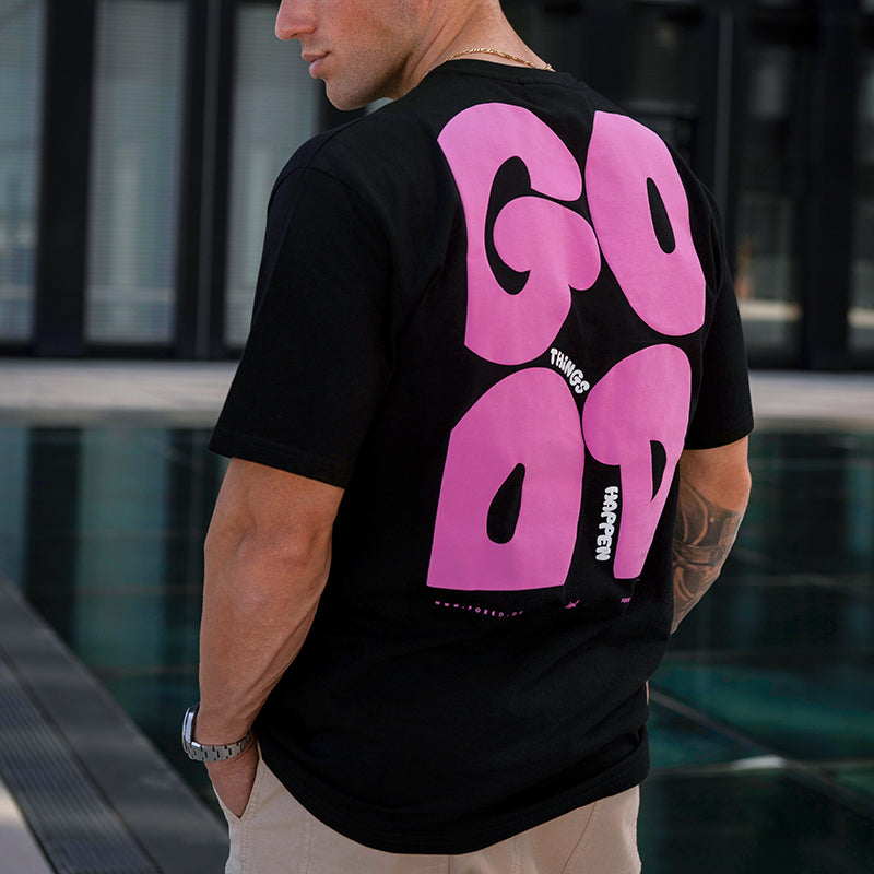 FOXED® GOOD THINGS OVERSIZE SHIRT BLACK/ROSA