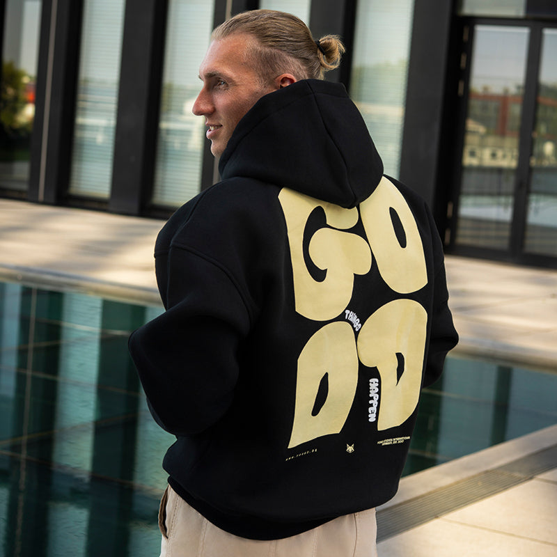FOXED® GOOD THINGS UNISEX HOODIE BLACK/LEMON