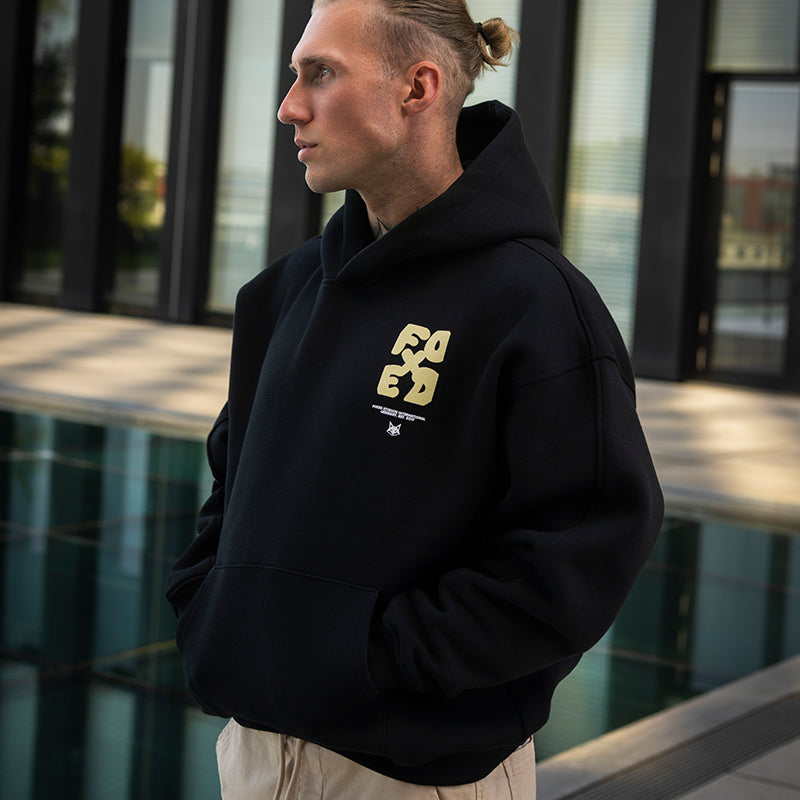 FOXED® GOOD THINGS UNISEX HOODIE BLACK/LEMON