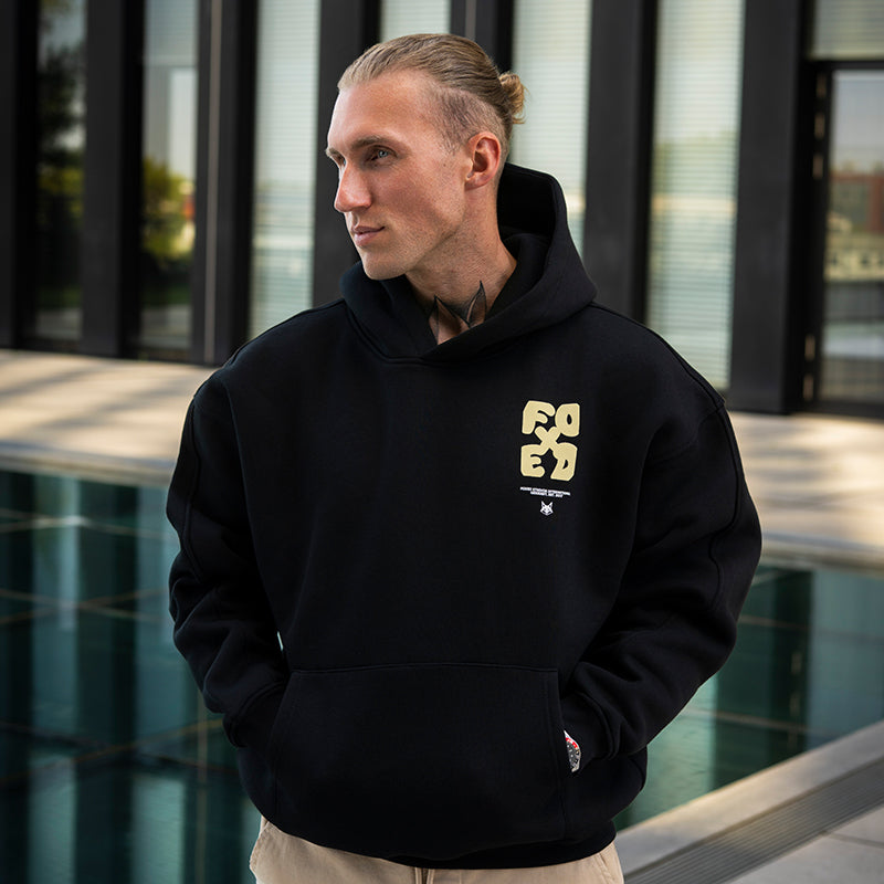 FOXED® GOOD THINGS UNISEX HOODIE BLACK/LEMON