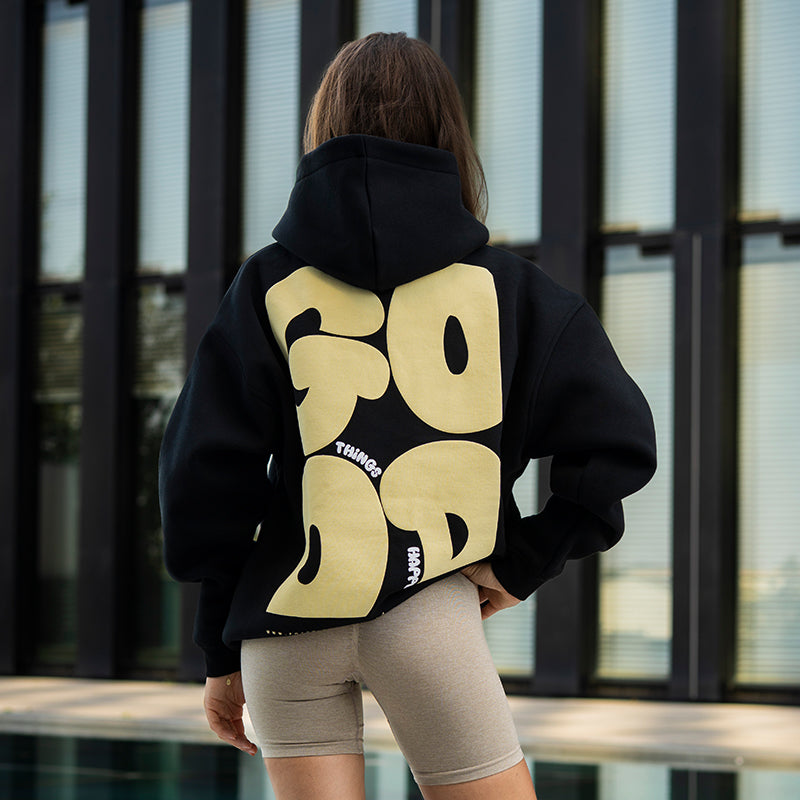FOXED® GOOD THINGS UNISEX HOODIE WMN BLACK/LEMON