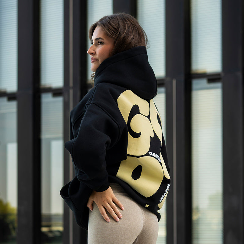 FOXED® GOOD THINGS UNISEX HOODIE WMN BLACK/LEMON