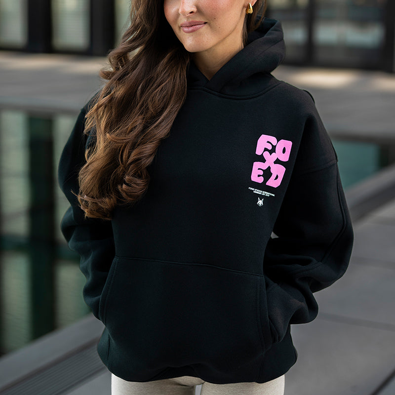 FOXED® GOOD THINGS UNISEX HOODIE WMN BLACK/ROSA