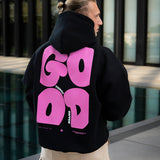 FOXED® GOOD THINGS UNISEX HOODIE BLACK/ROSA