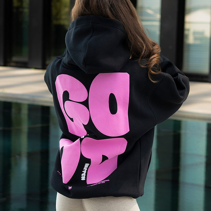FOXED® GOOD THINGS UNISEX HOODIE WMN BLACK/ROSA