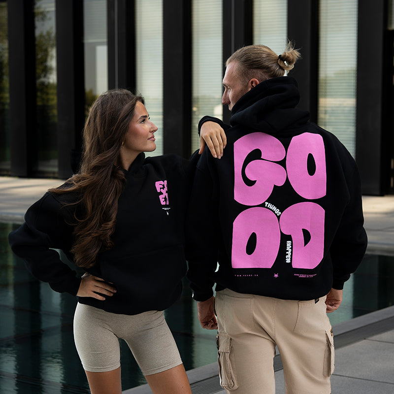 FOXED® GOOD THINGS UNISEX HOODIE WMN BLACK/ROSA