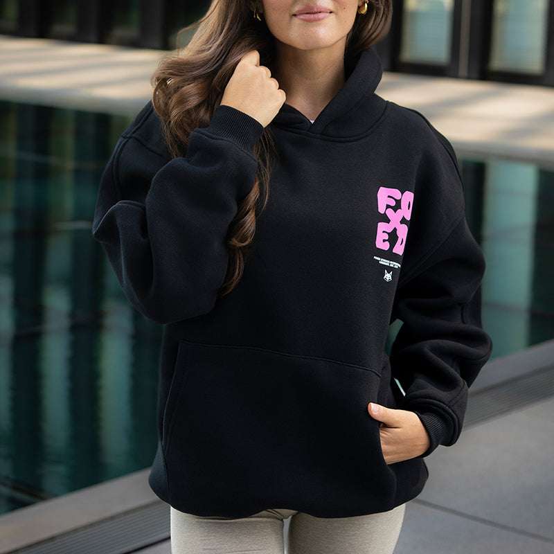 FOXED® GOOD THINGS UNISEX HOODIE WMN BLACK/ROSA