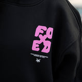 FOXED® GOOD THINGS UNISEX HOODIE BLACK/ROSA