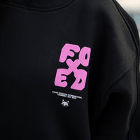 FOXED® GOOD THINGS UNISEX HOODIE BLACK/ROSA