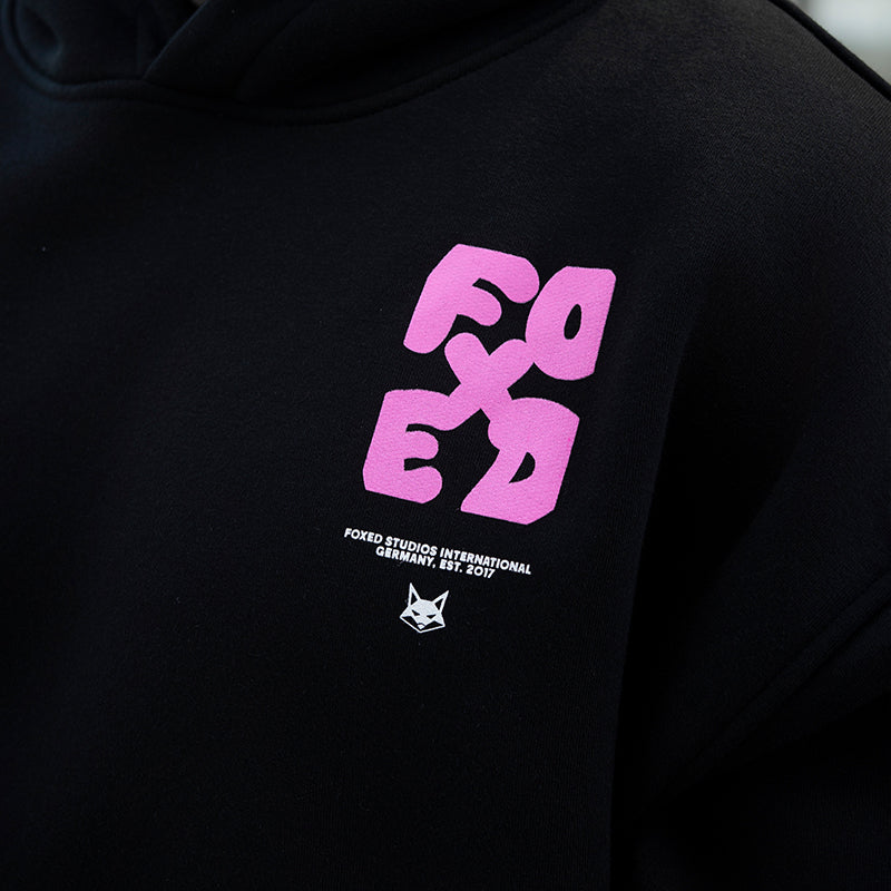 FOXED® GOOD THINGS UNISEX HOODIE WMN BLACK/ROSA