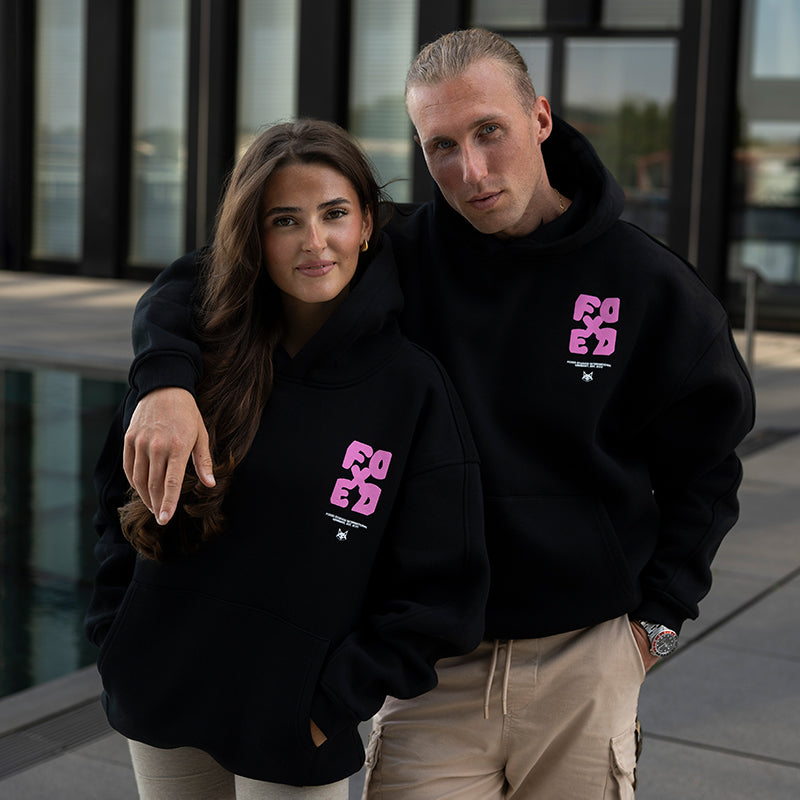 FOXED® GOOD THINGS UNISEX HOODIE WMN BLACK/ROSA