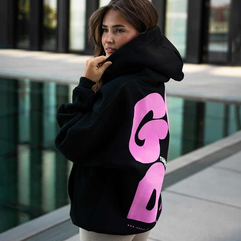 FOXED® GOOD THINGS UNISEX HOODIE WMN BLACK/ROSA