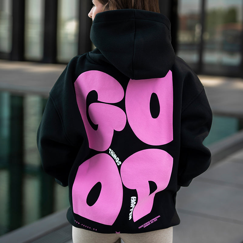 FOXED® GOOD THINGS UNISEX HOODIE WMN BLACK/ROSA