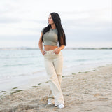 FOXED® HIGH-WAISTED BAGGY JEANS BEIGE