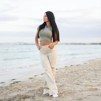 FOXED® HIGH-WAISTED BAGGY JEANS BEIGE