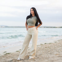 FOXED® HIGH-WAISTED BAGGY JEANS BEIGE