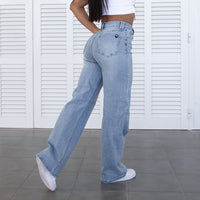 FOXED® HIGH-WAISTED BAGGY JEANS LIGHT BLUE
