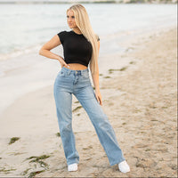 FOXED® HIGH-WAISTED BAGGY JEANS LIGHT BLUE