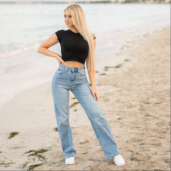 FOXED® HIGH-WAISTED BAGGY JEANS LIGHT BLUE