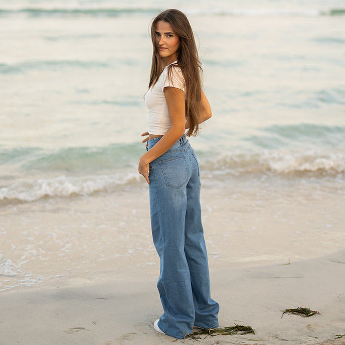 FOXED® HIGH-WAISTED BAGGY JEANS TRUE BLUE