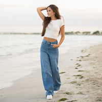 FOXED® HIGH-WAISTED BAGGY JEANS TRUE BLUE