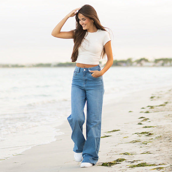 FOXED® HIGH-WAISTED BAGGY JEANS TRUE BLUE