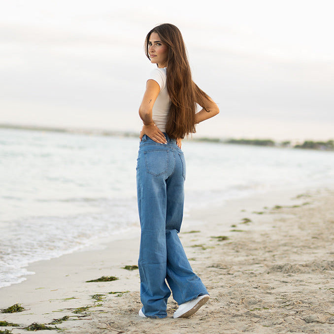 FOXED® HIGH-WAISTED BAGGY JEANS TRUE BLUE