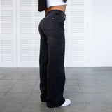 FOXED® HIGH-WAISTED BAGGY JEANS WASHED BLACK