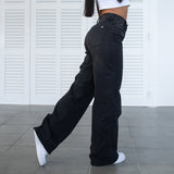 FOXED® HIGH-WAISTED BAGGY JEANS WASHED BLACK