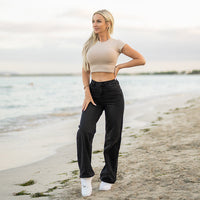FOXED® HIGH-WAISTED BAGGY JEANS WASHED BLACK