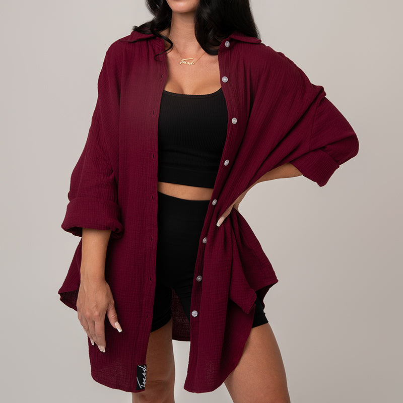 FOXED® MUSSELIN BLUSE BERRY ONESIZE