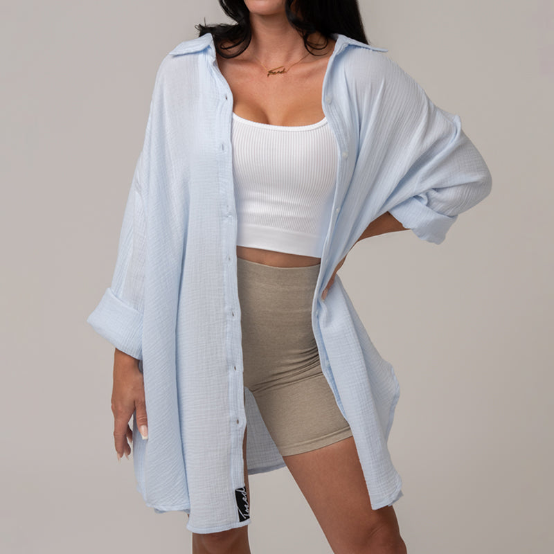 FOXED® MUSSELIN BLUSE BLUE ONESIZE