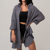 FOXED® MUSSELIN BLUSE GREY ONESIZE