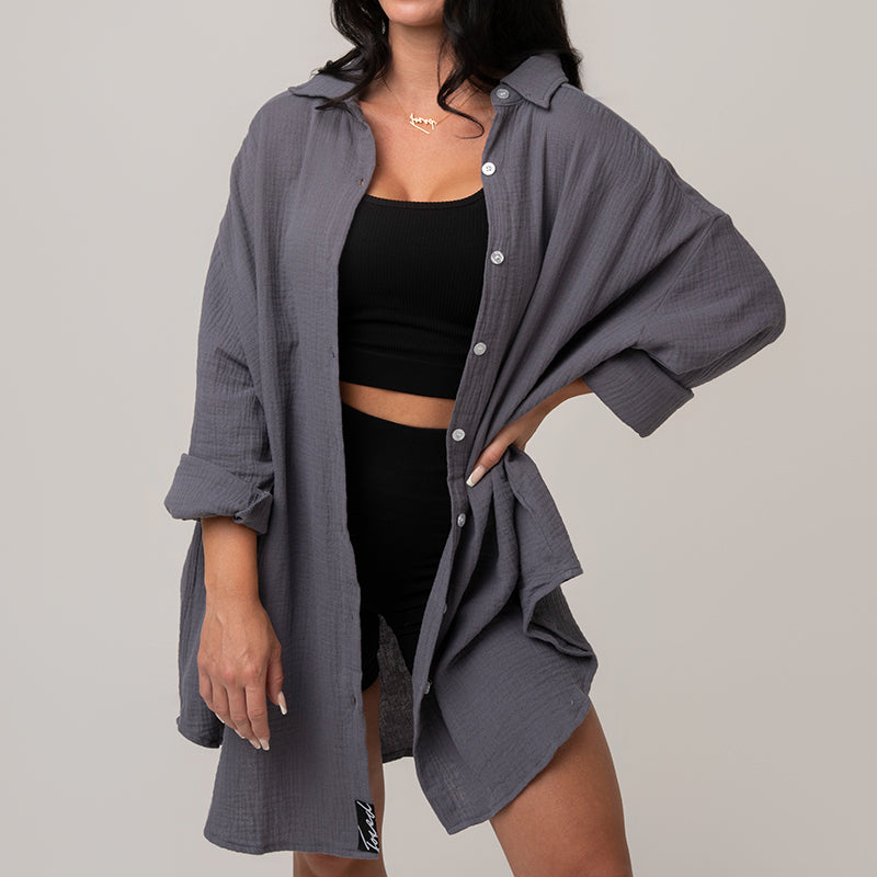 FOXED® MUSSELIN BLUSE GREY ONESIZE