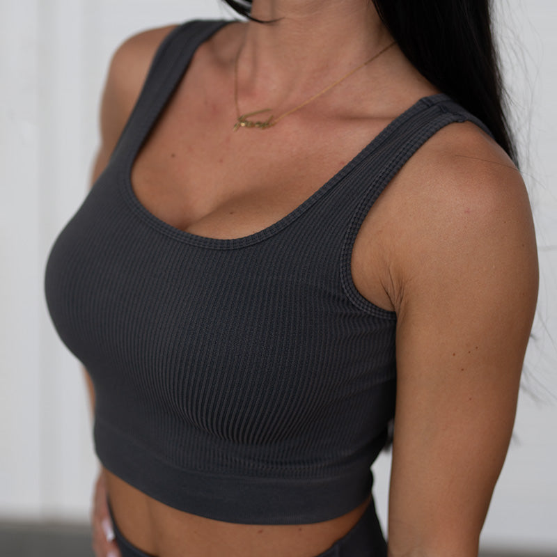 FOXED® OPHELIA RIBBED SEAMLESS TANK TOP ASH GREY