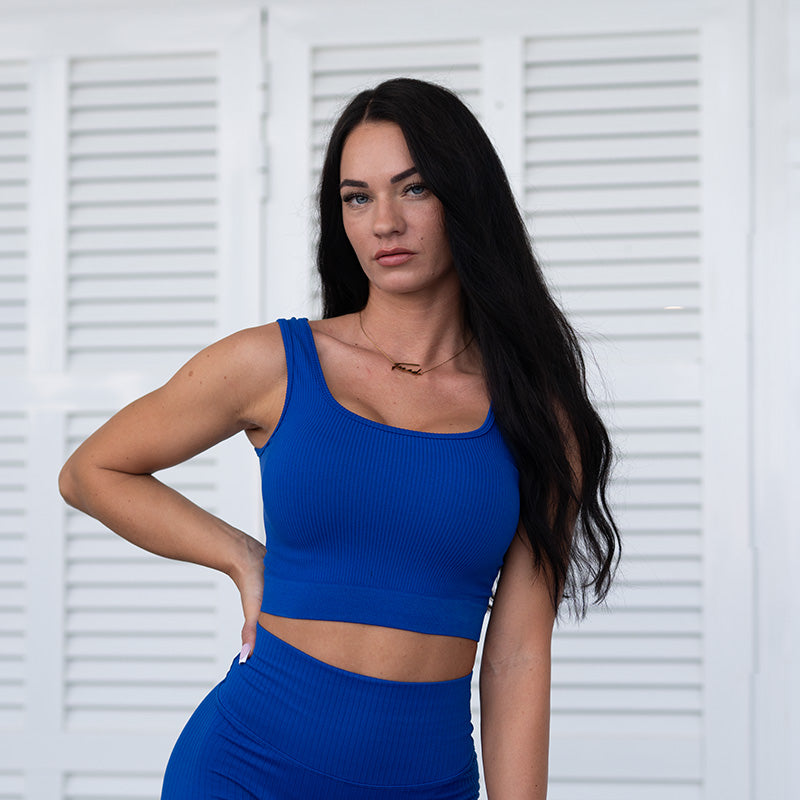 FOXED® OPHELIA RIBBED SEAMLESS TANK TOP IRIS BLUE