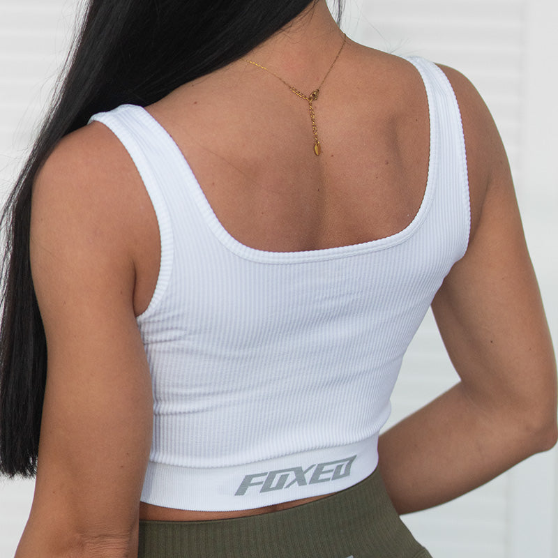 FOXED® OPHELIA RIBBED SEAMLESS TANK TOP WHITE