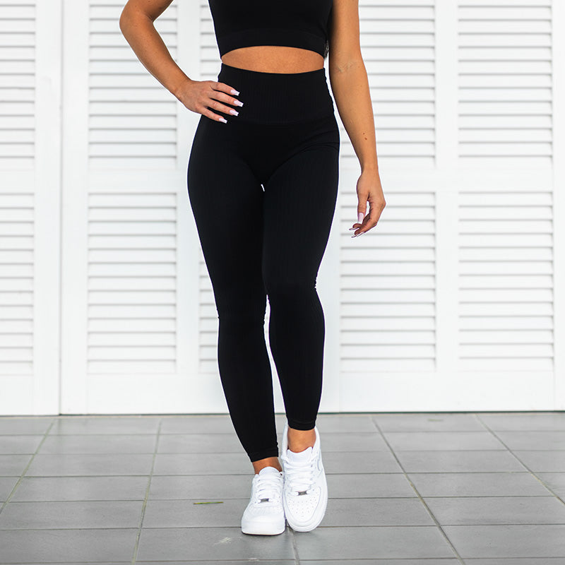 FOXED® RIBBED SEAMLESS LEGGINGS BLACK