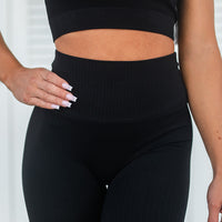 FOXED® RIBBED SEAMLESS LEGGINGS BLACK