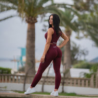 FOXED® RIBBED SEAMLESS LEGGINGS LOVE BURGUNDY