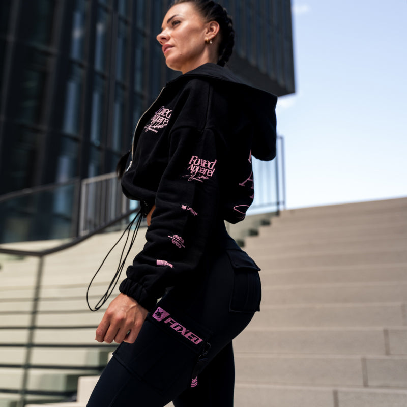 FOXED® CROPPED ZIPPER + CARGO LEGGINGS SET ROSE